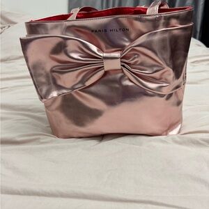 Paris Hilton Metallic Pink Tote with Bow